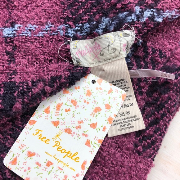 Free People Emerson Plaid Blanket Scarf Plum - Picture 5 of 8